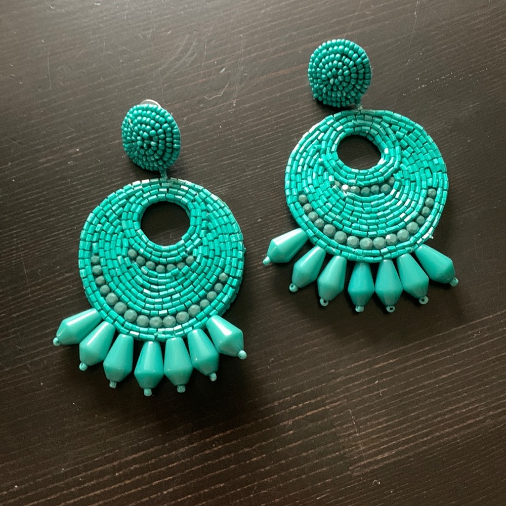 Kenneth Jay Lane, large turquoise hoop earrings